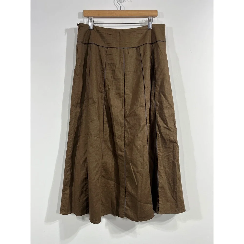Alexandra Bartlett VTG Renfair Brown Linen Blend Fairy Grunge Maxi Skirt Size 10